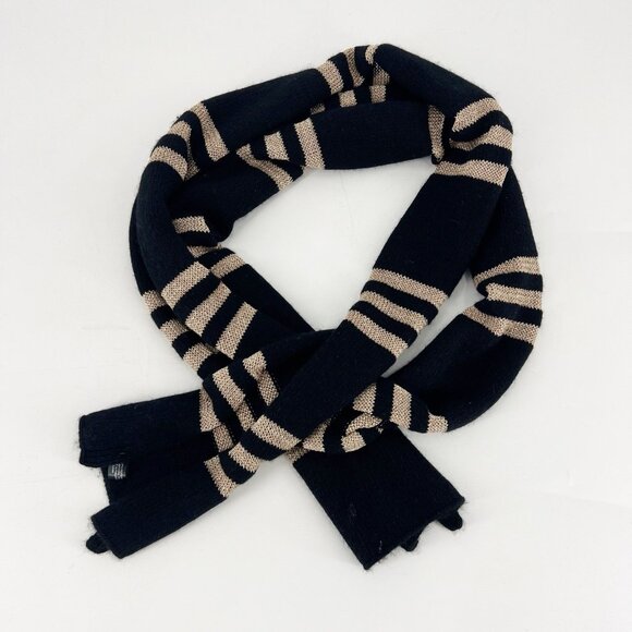 Portolano Black Gold Striped Angora Blend Scarf - Picture 1 of 4